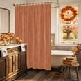 thumbnail image 5 of Solid Color Shower Curtain, Waterproof Shower Curtains for Bathroom, Modern Minimalist Linen Texture Burnt Orange Washable Fabric Bathtub Curtain Set Bath Decor with 12 Hooks 72"x78", 5 of 8