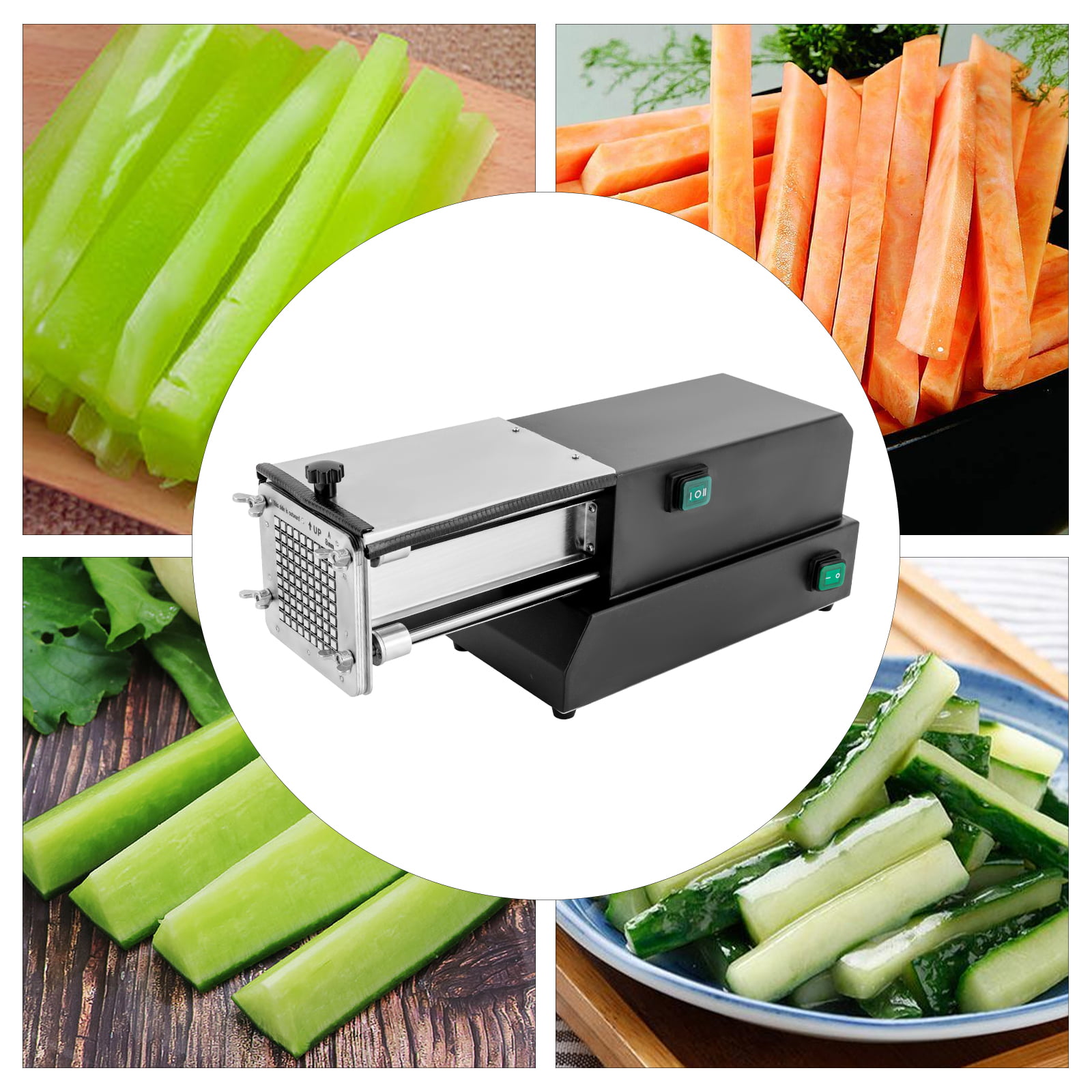 CQKWCGAB French Fry Cutter with 2 Thicker Blades | Press to Cut| non-slip  mat |Cucumber,Vegetable Carrot and Potato Slicer | Fit with Air Fryer 