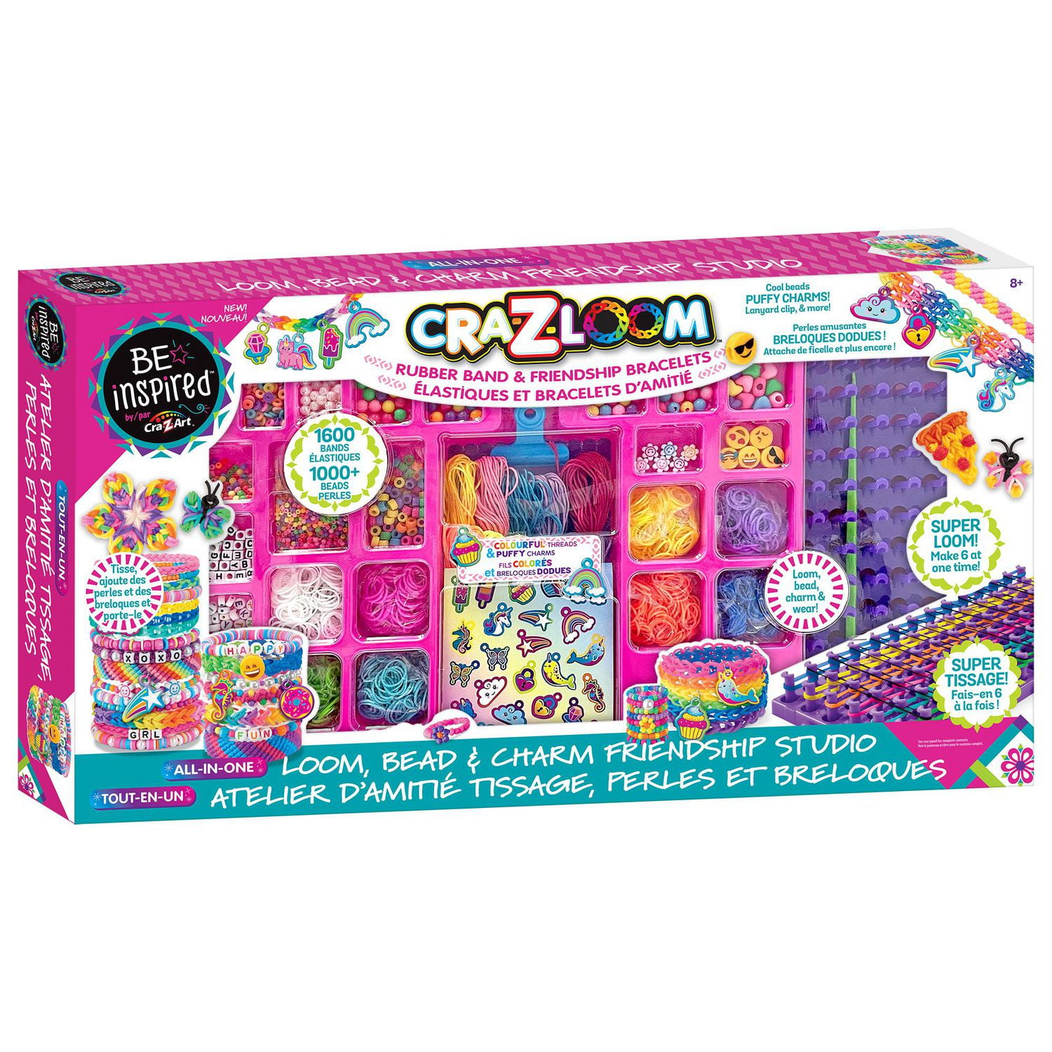 Cra-Z-Art Be Inspired All in One Loom Bead Charm Friendship Bracelet Studio, kits de perles pour enfants