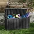 thumbnail image 3 of Sersper Deck Box 80 Gallon Black, Waterproof Lockable Steel Outdoor Storage Box for for Patio Furniture, Pool Toys, Garden Tools and Outdoor Cushions, 3 of 8