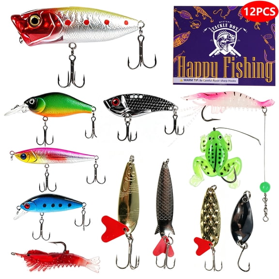 Cabecade Advent Calendar Fishing Christmas Countdown - 12 Days Fishing Lures Set for Fisher Adult Men Teen Boys - 2026 Xmas Surprise Gift