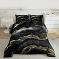 thumbnail image 2 of Feelyou Fashion Abstract Stripe Bedding Comforter Set for Adult, Bling Marble Ombre Twin Comforter Sets, Watercolor Art Black Reversible Bedding Set, Lightweight Room Decor, 2 Pieces, 2 of 8