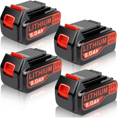 4Pack 8.0Ah 20V Battery Replacement for Black Decker 20V Tools LB20 LBX20 LBXR20 LBXR20B LBXR2020 LBX4020 LB2X4020 LST220 Battery