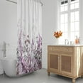 thumbnail image 2 of Cortinas de ducha con hierbas moradas y flores silvestres, hojas botánicas y mariposas, modernas y minimalistas, blancas, impermeables, con 12 ganchos, 182 x 182 cm., 2 of 6