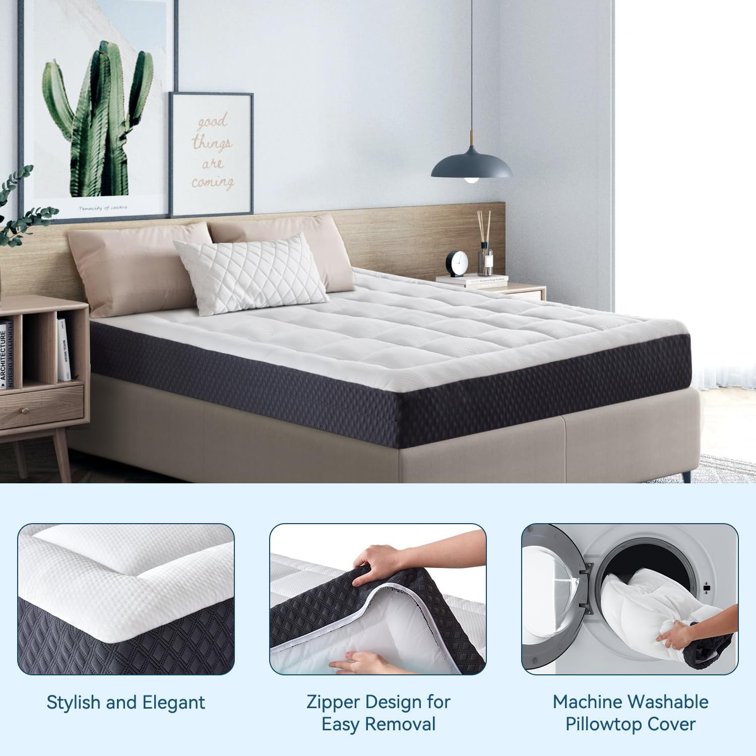 ELEMUSE 8 inch Full Mattress for Kids and Adults, Gel Memory Foam Pillowtop, CertiPUR-US Certified, Fiberglass-Free