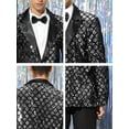 thumbnail image 6 of INSPIRE CHIC Men's Blazers Formal Tuxedo Peak Lapel One Button Glitter Argyle Sequin Blazers S Silver, 6 of 7