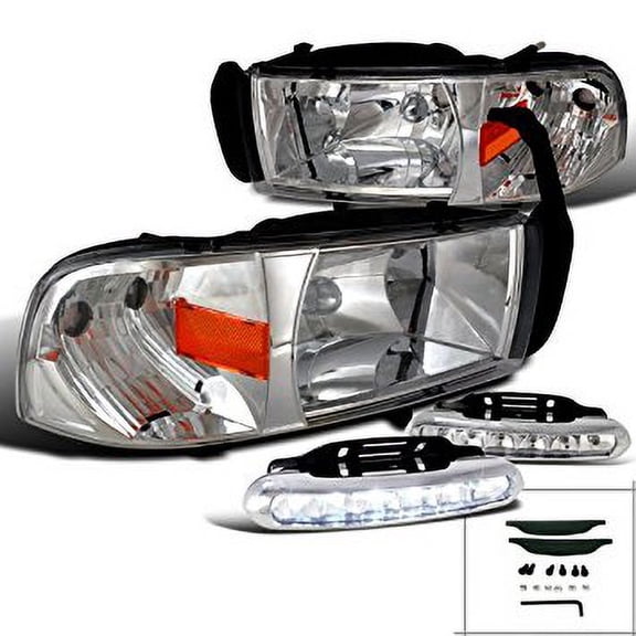 Dodge Ram 1500 2500 3500 Chrome Headlights LED DRL Bumper Fog Lamps