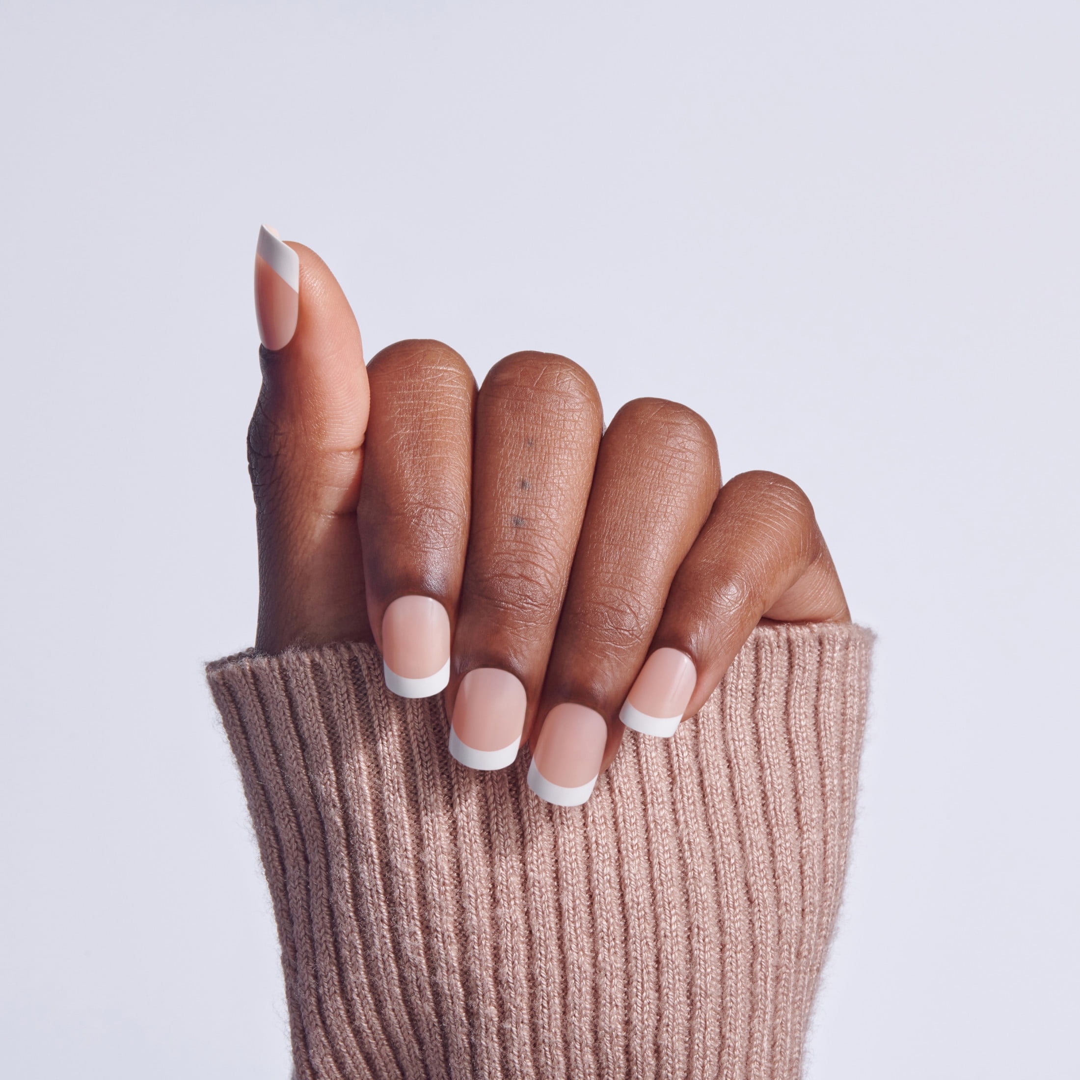 Broadway by Kiss French Tip Press On Nails, ‘Endless’, White, Short Squoval, 28 Count