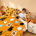 thumbnail image 4 of Homewish Halloween Reaper Ghost Queen Sheets, Cartoon Black Cat Pumpkin Queen Sheet Sets, Orange White Black Blue, 4 Pieces (1 Flat Sheet, 1 Fitted Sheet and 2 Pillowcases), 4 of 5