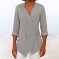 thumbnail image 2 of Womens Tops Linen Shirts For Women Trendy Soft Warp Long Sleeve Tops Casual Slim Summer Blouses Outfits T-Shirts For Women, 2 of 6