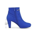 thumbnail image 5 of BLISSFUL STEP Women's Ankle Boots Faux Suede Round Toe Block Heel Side Zipper Dress Boots Royal Blue 6, 5 of 5