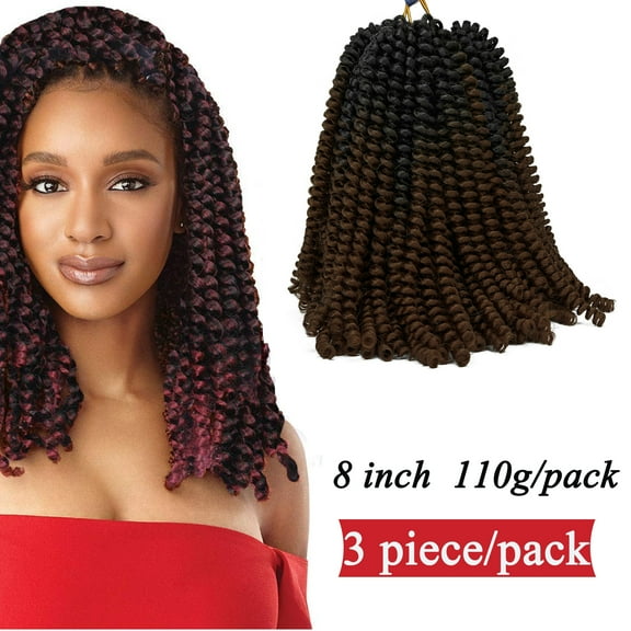 3 Packs Pre-twisted Spring Twist Hair 8 inch Fluffy Pre-Twisted Passion Twists Short Mini Curly Twist For Bomb Spring Twists Crochet Braids Hair