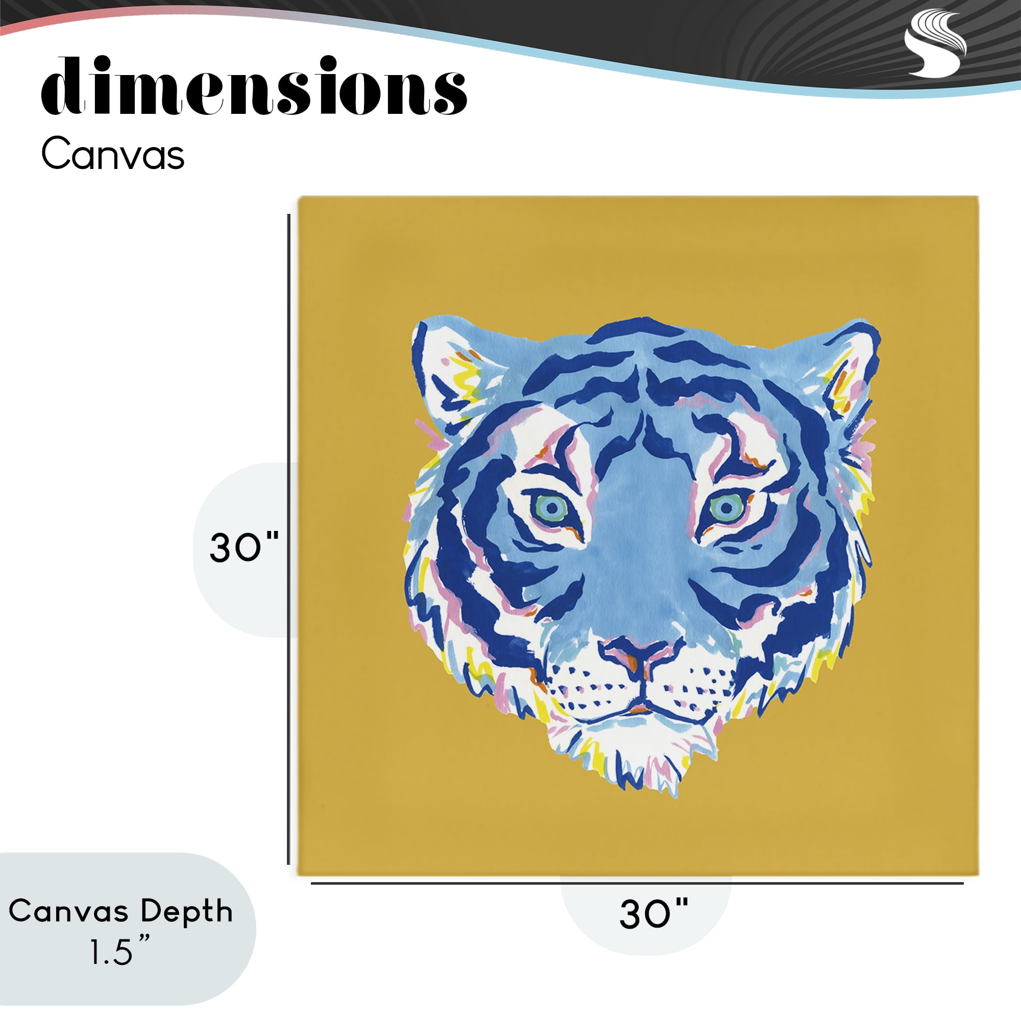Stupell Industries Blue Tiger over Yellow Canvas Wall Art, design by Karolina Sato