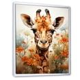 thumbnail image 2 of Designart "Giraffe In A Cute Flower Field" Animals Giraffe Floater Framed Wall Art Living Room, 2 of 5