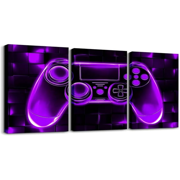 Hieng Green Gamer Canvas Wall Hieng Geometric Games Controller Wall Decor Prints Home Hiengwork for Living Room Bedroom, Video Gaming Wall Painting Posters, Kids Boys Girls Room Decor