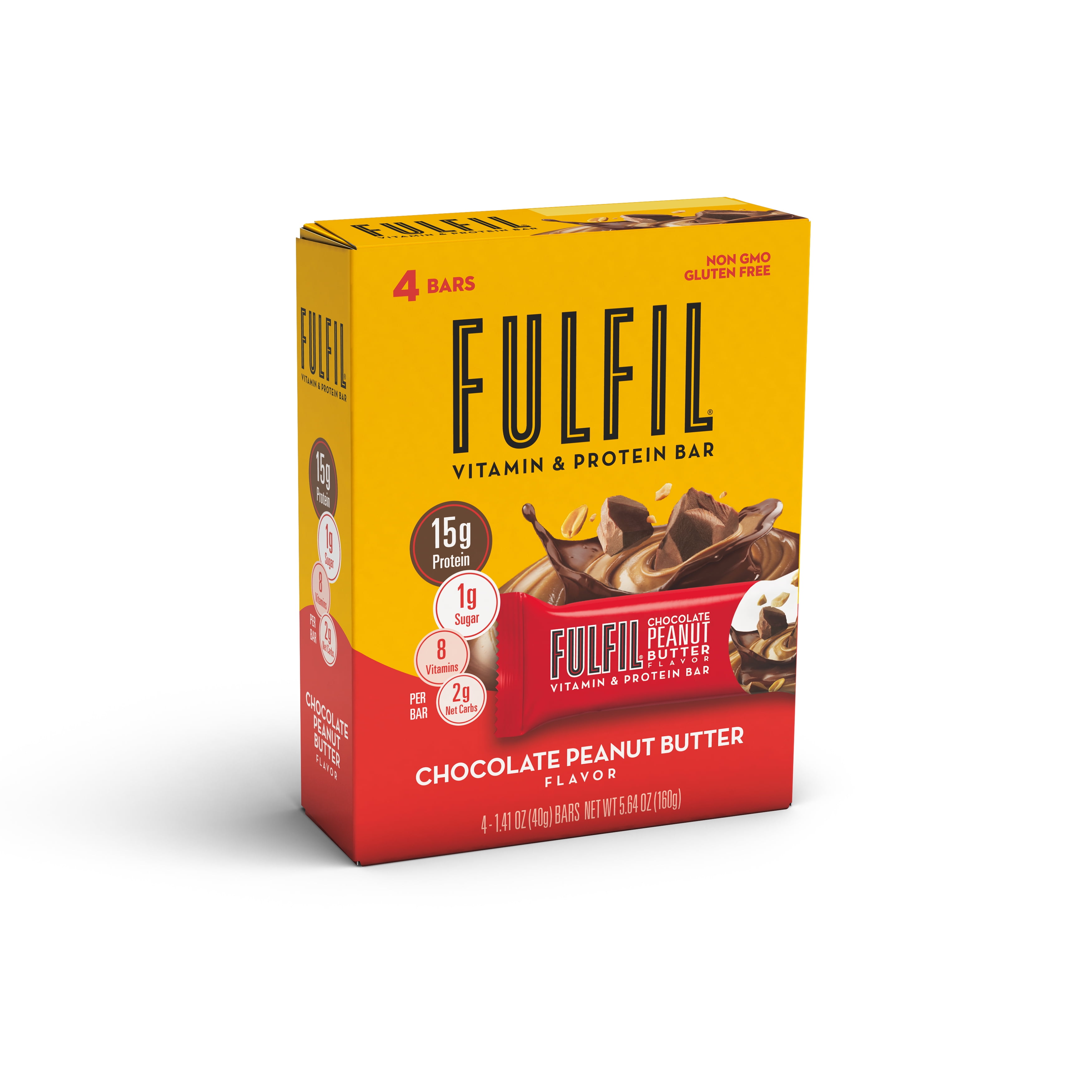 FULFIL Vitamin & Protein Bar, Chocolate Peanut Butter, 4 Pack