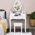 thumbnail image 2 of Pemberly Row MDF Vanity Dressing Table Set with 2 Side Drawers in White, 2 of 10