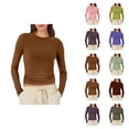 thumbnail image 1 of Chemises à Manches Longues pour Femmes 2026 Printemps Tendance Y2k T-Shirt Court Col Rond Ajusté, 1 of 2