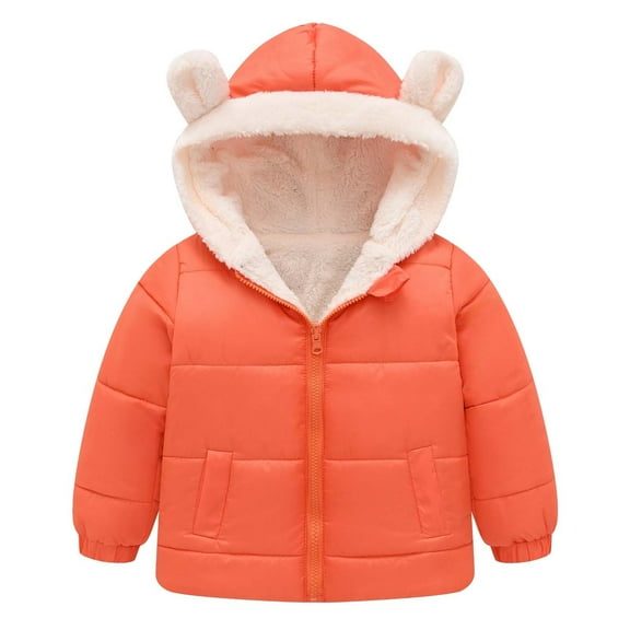 Girls and Toddler's Winter Coat Sherp𝐚 Fleece Lined Puffer Jacket with Bear Ear Hood Kids Quilted Padded Down Coat