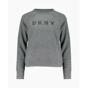 DKNY Womens Ombre Glitter Logo Sweatshirt,Red,Small