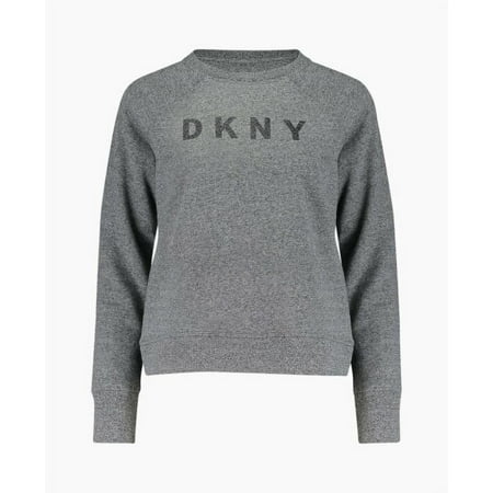DKNY Womens Ombre Glitter Logo Sweatshirt,Red,Small