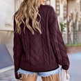 thumbnail image 6 of VISALY Pullover Crewneck Sweatshirt Ribbed Long Sleeve Tops Trendy Long Sleeve Sweater Tops Fall Chunky Cable Knit Pullover Sweaters Thick Sweatshirts Business Casual Sweaters Casual Sweatshirt Wine M, 6 of 6