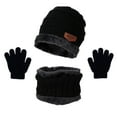thumbnail image 2 of Kids Fleece Lined Scarf Hat Gloves Set, 3-Piece Warm Winter Accessories for Children, Thermal Ear Protection Set for Cold Weather, Soft Cozy Neck Warmer and Mittens for Boys and Girls Black, 2 of 5