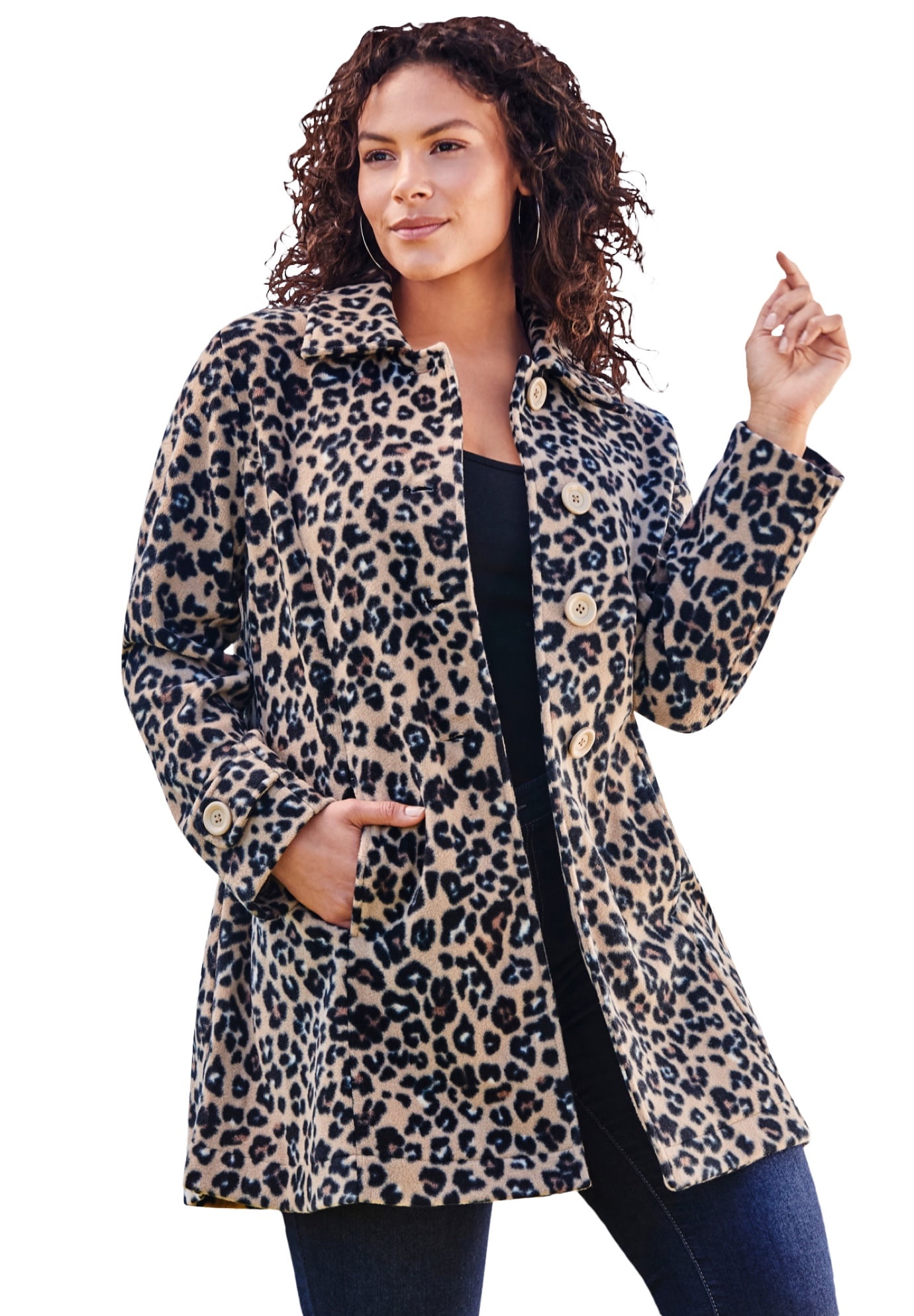 Roaman's Roaman's Women's Plus Size Plush Fleece Jacket Soft Coat