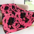 thumbnail image 1 of Manta con estampado de vaca, tamaño doble, mantas de color rosa intenso, franela suave de lana, mantas ligeras de vaca, sofá, cama, viaje, 1 of 1