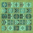 thumbnail image 1 of Ahgly Company Machine Washable Indoor Square Abstract Turquoise Blue Modern Area Rugs, 7' Square, 1 of 4