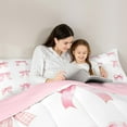 thumbnail image 3 of Manfei Bow-tie Bedding Sets King with Comforter for Teens, White Pink Comforter Sets King Size, Kawaii Ribbon Bow Reversible Down Comforter, Super Cozy Room Decor, 3 Pieces, 3 of 8