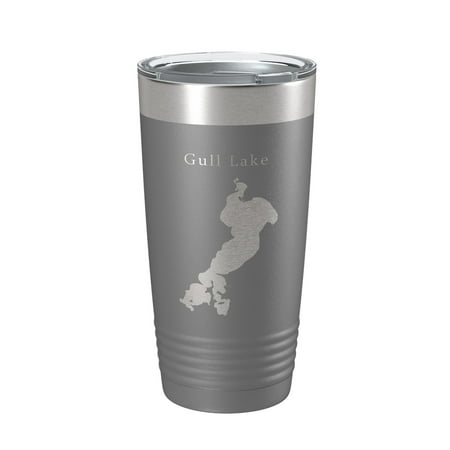 

Gull Lake Map Tumbler Travel Mug Insulated Laser Engraved Coffee Cup Minnesota 20 oz Dark Gray