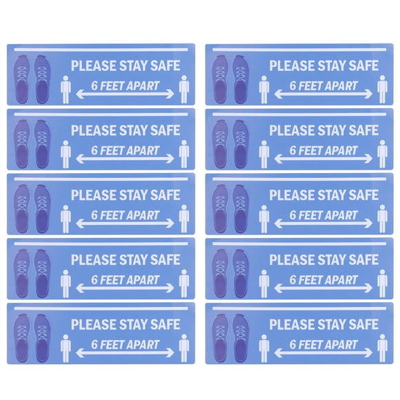 Distance Sign Decal,2Set Floor Sticker Safety Warning Sign Warning Sticker Highly Versatile