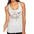 thumbnail image 1 of Wild Bobby, Stay Beautiful Positivity Quote Saying Pop Culture Tri-Blend Racerback Tank Top, Heather White, Large, 1 of 3