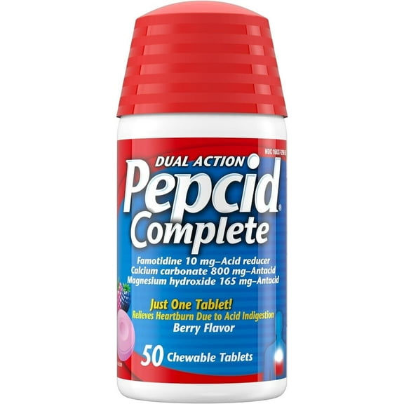 Pepcid Complete Dual Action Acid Reducer Berry - 50 Chewable Tablets