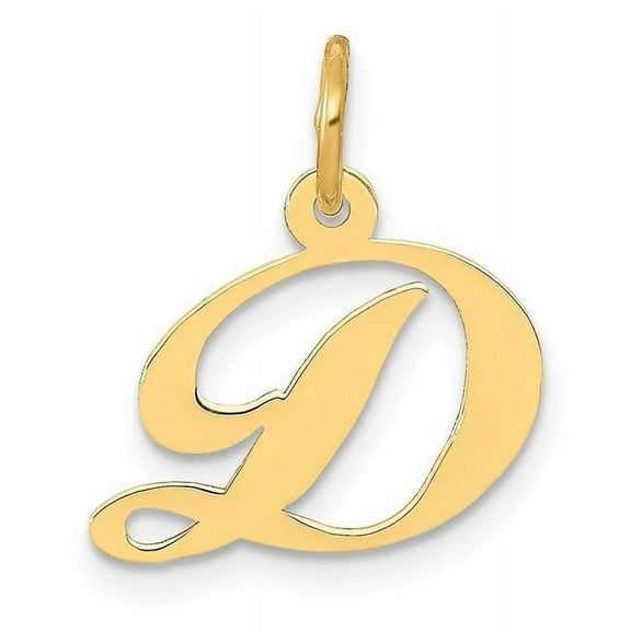 Finest Gold 14K Yellow Gold Small Fancy Script Letter D Initial Charm