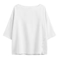 thumbnail image 4 of Women's Round Neck 3/4 Sleeve Casual Top with Loose Decoration and Side Button, 4 of 9