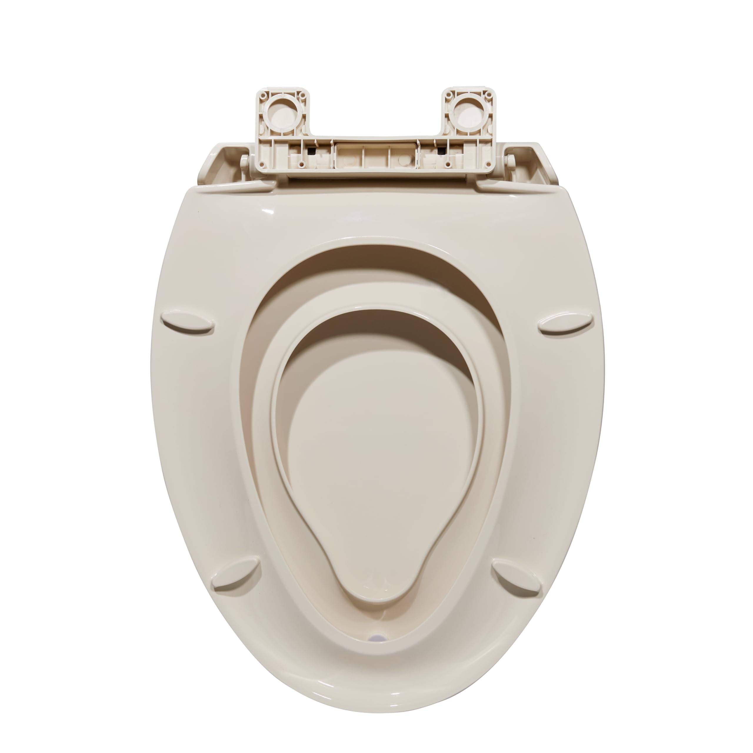 Elongated Almond Toilet Seat for Adult and Child, Built-In Potty Training Seat with Soft Quiet Close Non-Slip Design, Magnetic Kids Seat and Cover for Elongated/Oval Toilets, Easy to Install