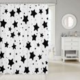 thumbnail image 2 of Manfei Cartoon Stars Shower Curtain 72Wx72L,Kawaii Polka Dot Bathroom Curtain,White Black, 2 of 5