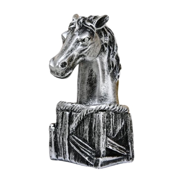 Figura de cabeza de caballo, decoración de Año Nuevo chino, bendición, recuerdo, obra de arte única Plata Negro