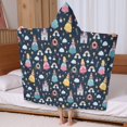thumbnail image 5 of Dark Blue Princess Castle Pattern Hooded Bath Towel，60"x35" for Ages 3 To 12 Kids, Quick Dry Lightweight Soft Microfiber Hood Beach Towel Cover Up for Kids, 5 of 7