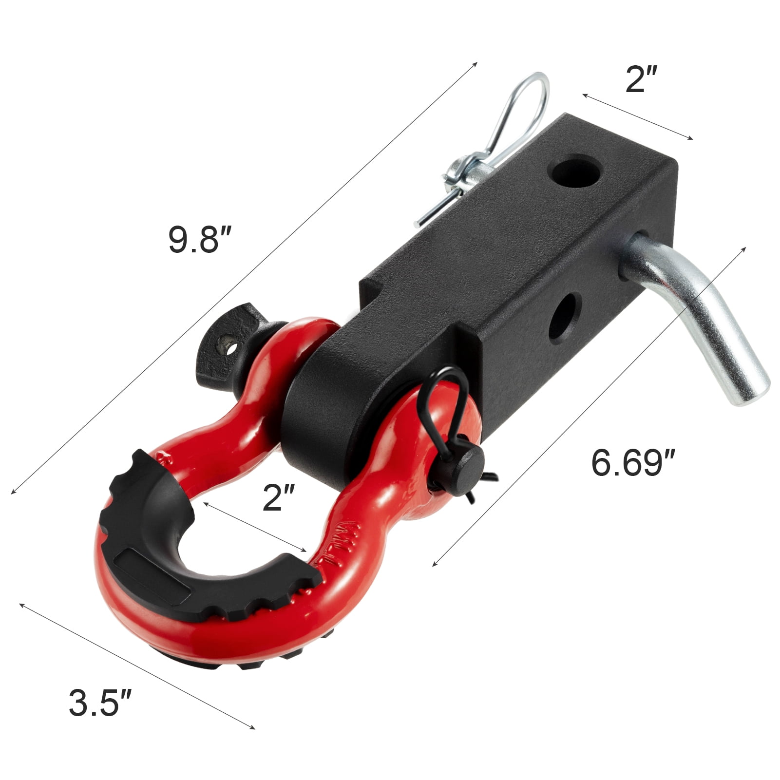 KFFKFF Hitch Receiver 2", with a 65900 lbs Capacity, Includes D Ring Shackle & Hitch Lock Pin, Durable Towing Gear for Trucks, Jeeps & Off-Road Recovery, Made of Aluminum Alloy