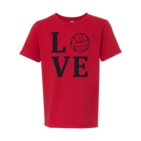 Love Volleyball Sports Jersey Youth Short Sleeve T Shirt Red Small