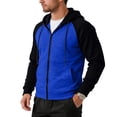 thumbnail image 2 of LTTVQM Mens Hoodie Raglan Sleeve Contrast Zip Fleece Hoodie Casual Relaxed Fit Daily Street Outerwear Royal Blue L, 2 of 7