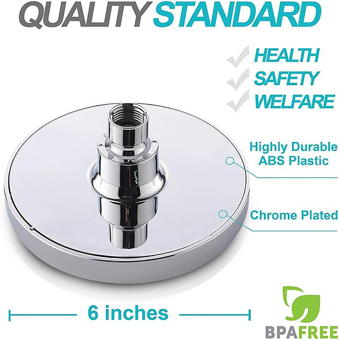 Rainfall Shower Head with Filter 6 Inches Fixed Rain Showerhead High Pressure Anti-Scaling Bathroom Showerhead Round 360° Adjustable Fixed Shower