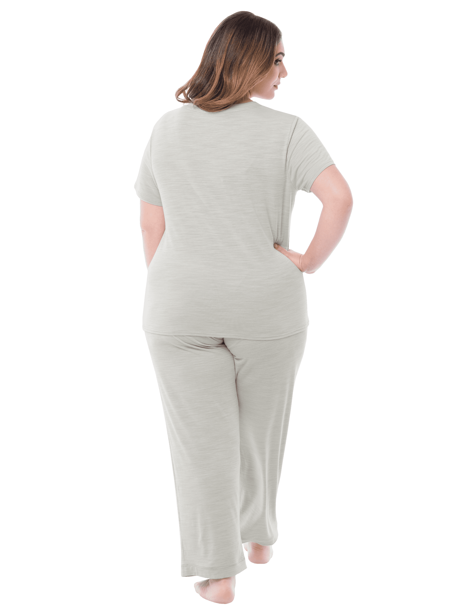 Fruit of the Loom Women's Soft & Breathable V-Neck Short Sleeve Top & Pajama Pant Set, Sizes S-4X