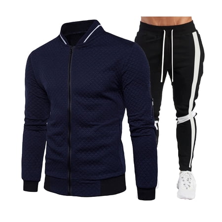 guisaled Men s Tracksuits 2 Piece Sets Casual Jacket And Sweatpants Sweatsuits Athletic Jogging Warm Up Full Zip Sportswear Sets