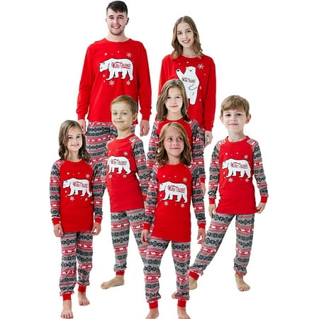 

Luckinbaby Christmas Parent-child Pajamas Bear Snowflake Print Pullover + Pants