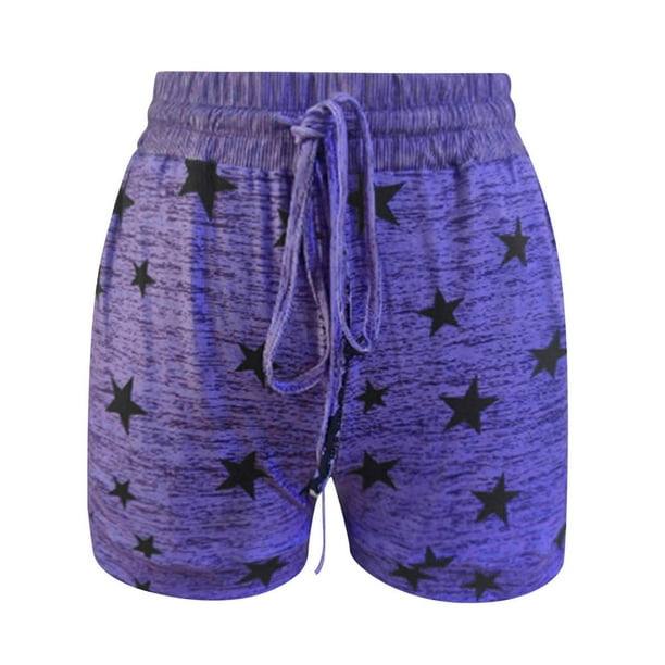 Bunenne Casual Women's Short Shorts Loose with Pockets Print