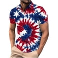 thumbnail image 3 of UVEASISHA Men's American Flag Polos Shirt Patriotic Performance Golf Shirts 4th of July Stars Stripes Print Short Sleeve Tee Shirts Dark Blue 4XL, 3 of 6